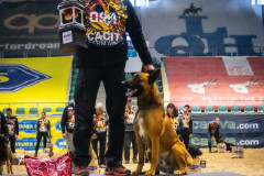 Theo Sporrer als Zweitplatzierter mit Trophäe und Hund bei der CACIT Germany 2025 in der Ostbayernhalle